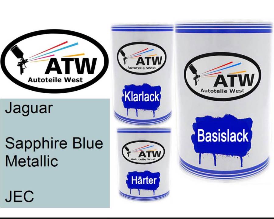 Jaguar, Sapphire Blue Metallic, JEC: 500ml Lackdose + 500ml Klarlack + 250ml Härter - Set, von ATW Autoteile West.